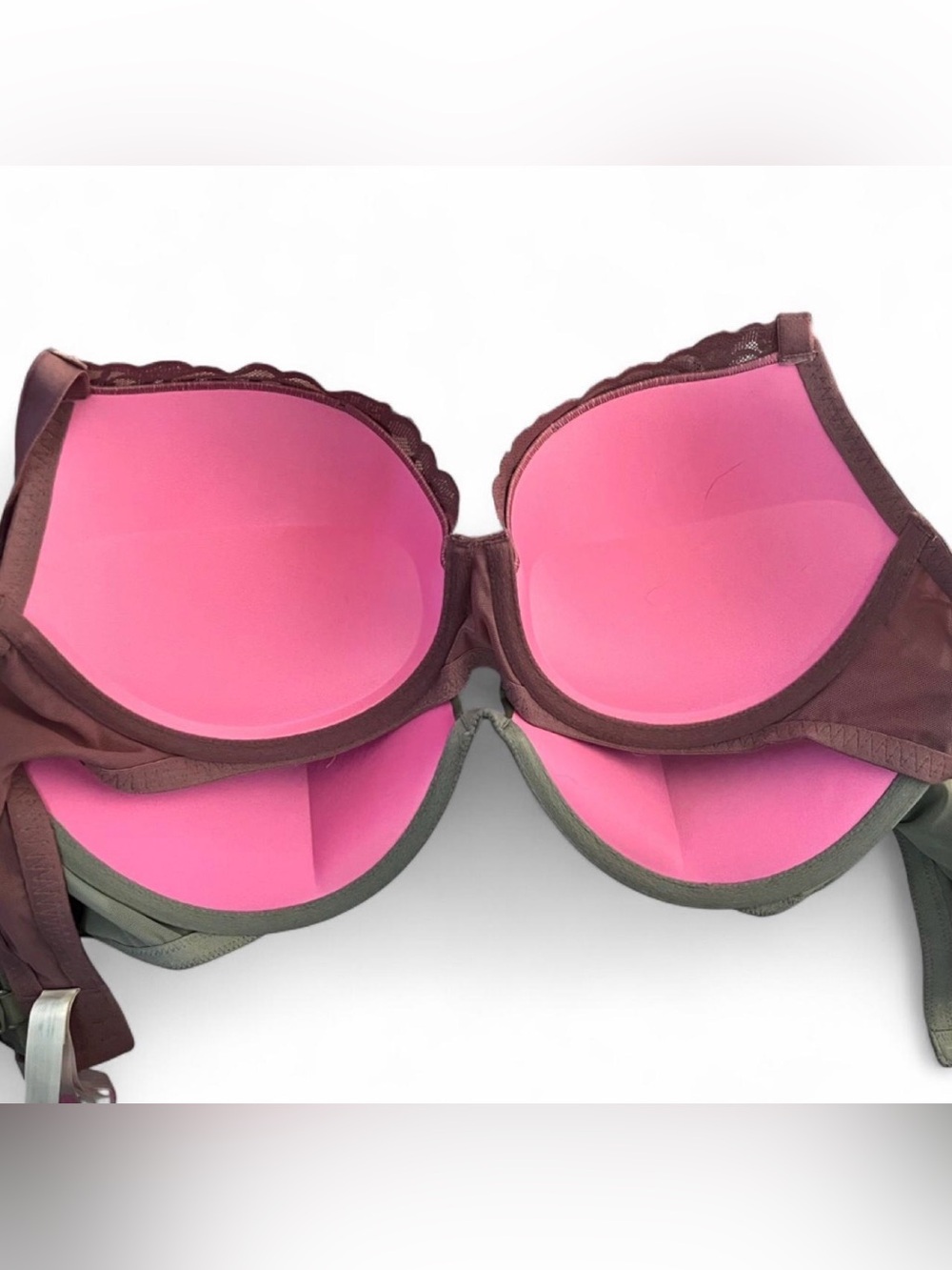 Two Victoria's Secret Camo Push-Up Bra and mauve bar with Rose Lace - Picture 2 of 3